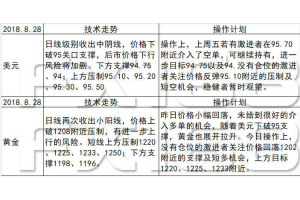 《每日操盘必读》8.28NAFTA谈判出现重要进展，美元下破95关口支撑，今日警惕非美金银回落